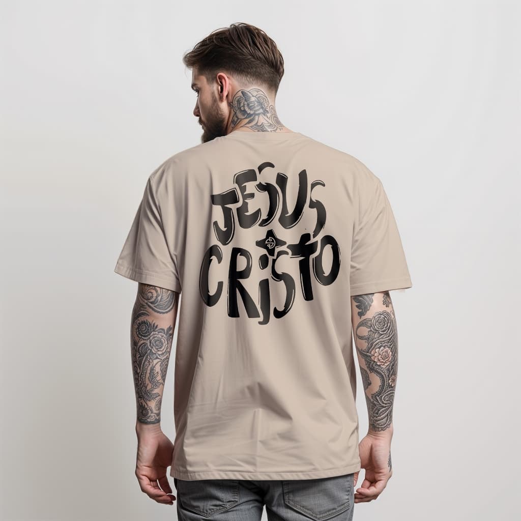 Camiseta Streetwear JESUS CRISTO Camisa Masculina Manfinity 100% Algodão 30.1 Penteado