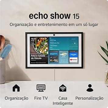 Echo Show 15 (Geração mais recente) | Smart display Full HD de 15,6” com Alexa, experiência Fire TV e controle remoto por voz, com Acesso Antecipado à Alexa+