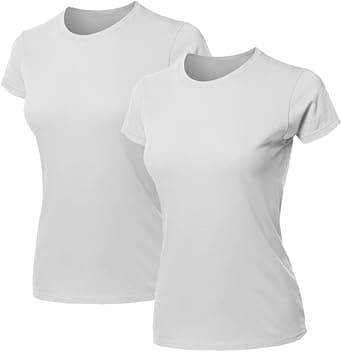 Kit 2 Blusas Feminina Tshirt Algodão Camiseta Baby Look Slim Fit Gola Redonda Básica (BR, Alfa, M, Regular, Branco)