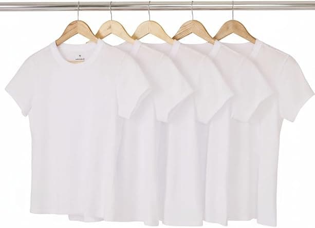Kit 5 Camisetas Hering Básicas Femininas, Brancas, Tamanho P