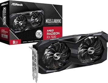 Placa de Vídeo ASRock Radeon RX 7600 Challenger OC, 8GB, GDDR6, 128-Bit, FSR, Ray Tracing, Preto