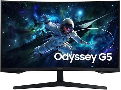 Monitor Gamer Samsung Odyssey G5 32, Resolução QHD, Taxa de atualização de 165Hz & 1ms de tempo de resposta (MPRT), Curvatura com 1000R, HDR 10, AMD FreeSync, Eye Saver Mode & Flic