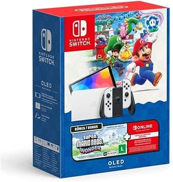 Bundle Nintendo Switch OLED + Super Mario Bros Wonder + 3 Meses de Assinatura Nintendo Switch Online