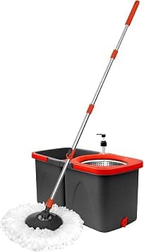 Powermaid Mop Giratorio Duo - Dois baldes com Centrífuga de Aço Inox - Balde de Enxague com 9L